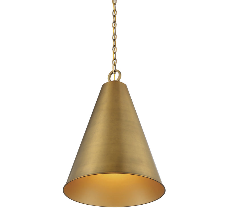 Meridian M70112NB One Light Pendant, Natural Brass