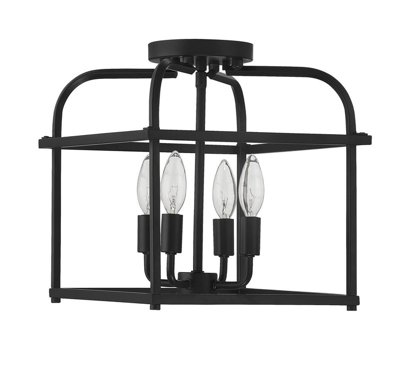 Meridian M60061MBK Four Light Semi-Flush Mount, Matte Black