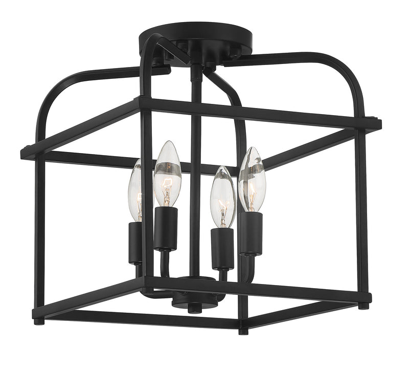 Meridian M60061MBK Four Light Semi-Flush Mount, Matte Black