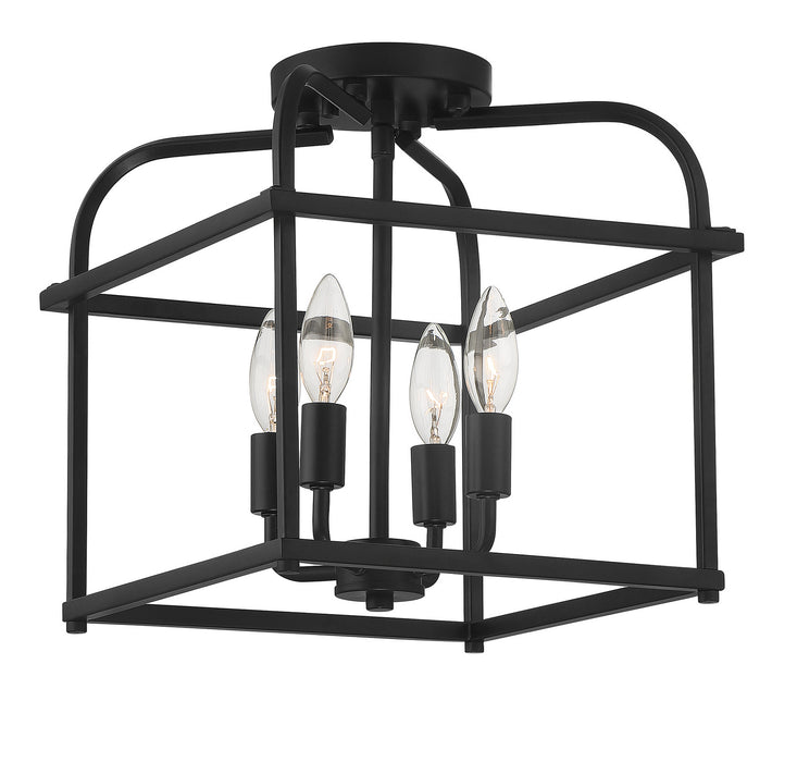 Meridian M60061MBK Four Light Semi-Flush Mount, Matte Black
