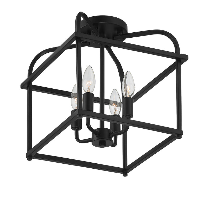 Meridian M60061MBK Four Light Semi-Flush Mount, Matte Black