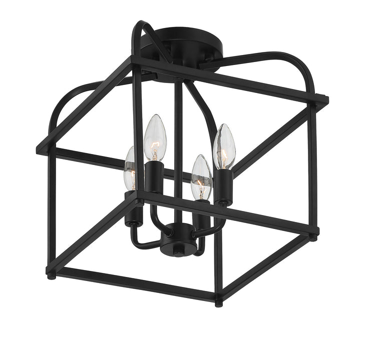 Meridian M60061MBK Four Light Semi-Flush Mount, Matte Black