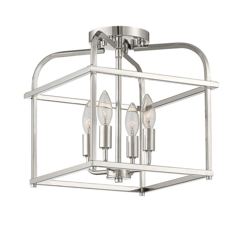 Meridian M60061PN Four Light Semi-Flush Mount, Polished Nickel