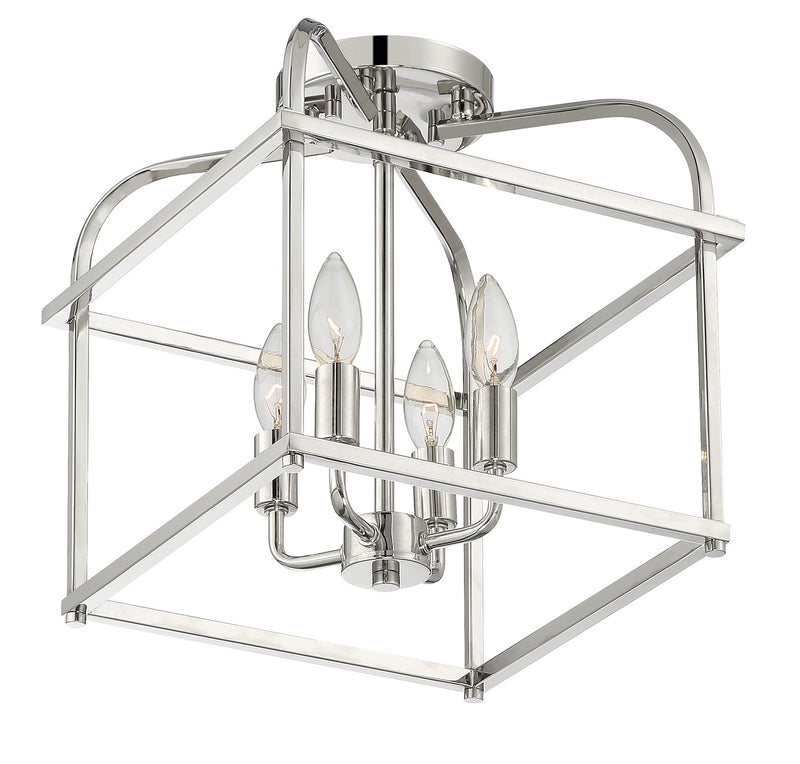 Meridian M60061PN Four Light Semi-Flush Mount, Polished Nickel