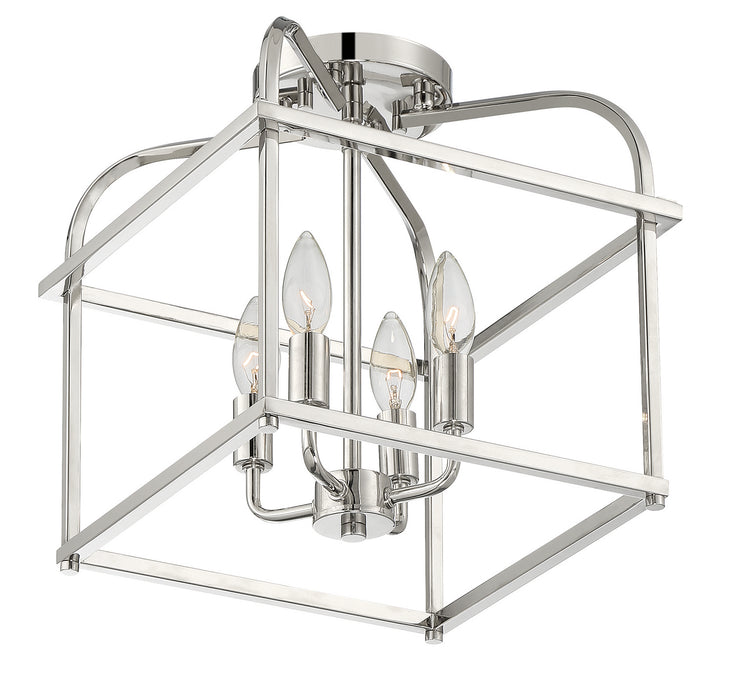 Meridian M60061PN Four Light Semi-Flush Mount, Polished Nickel