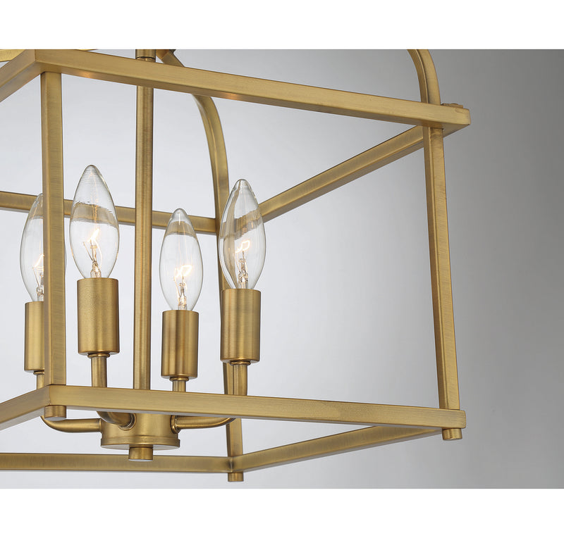 Meridian M60061NB Four Light Semi-Flush Mount, Natural Brass