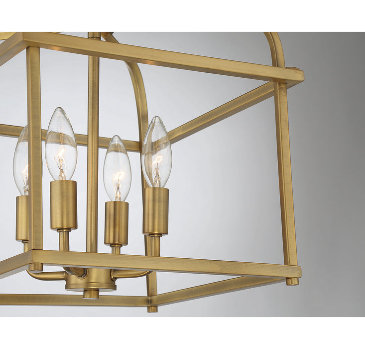 Meridian M60061NB Four Light Semi-Flush Mount, Natural Brass
