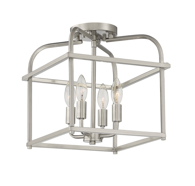 Meridian M60061BN Four Light Semi-Flush Mount, Brushed Nickel