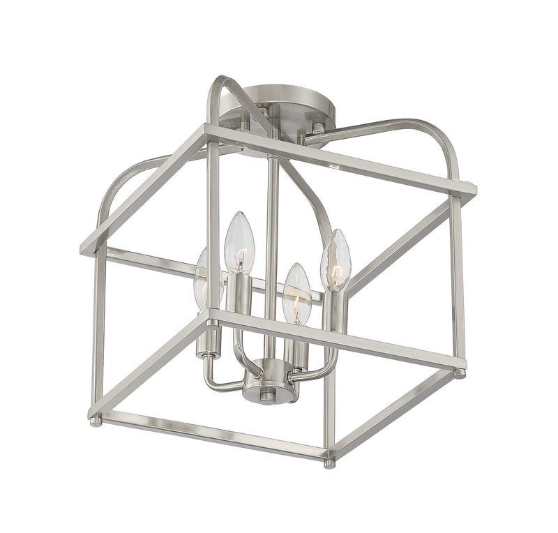 Meridian M60061BN Four Light Semi-Flush Mount, Brushed Nickel