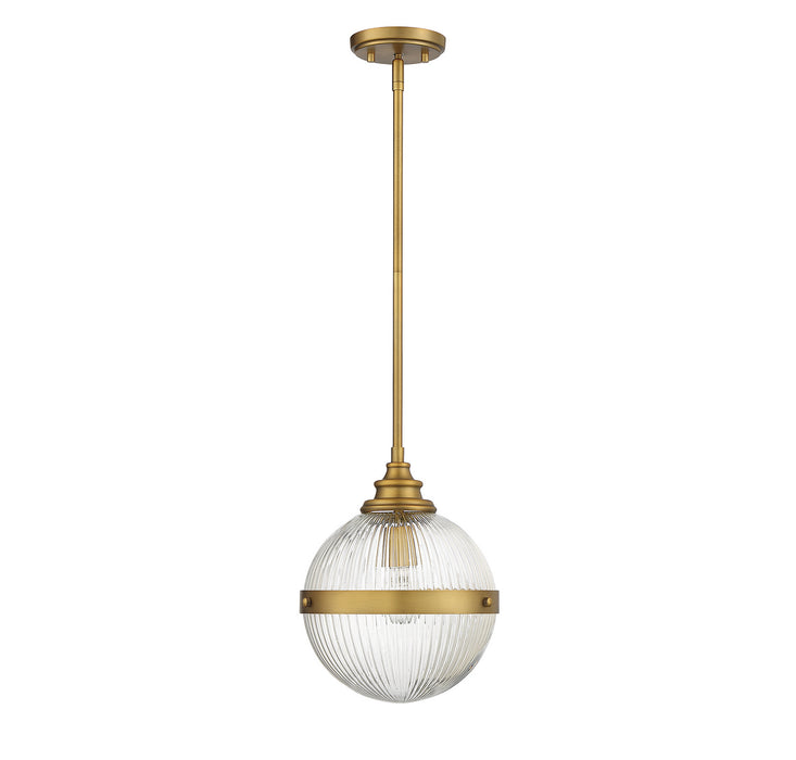Meridian M70100NB One Light Mini Pendant, Natural Brass
