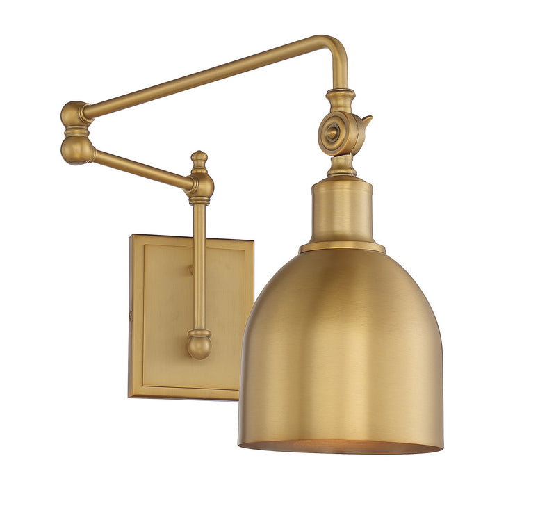 Meridian M90019NB One Light Wall Sconce, Natural Brass