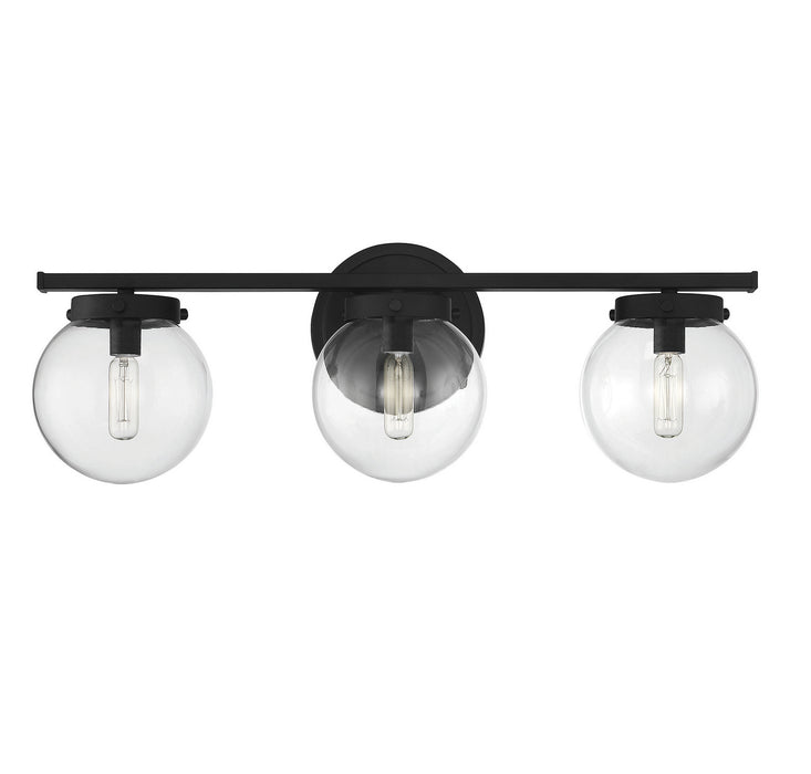 Meridian M80024MBK Three Light Bathroom Vanity Light, Matte Black