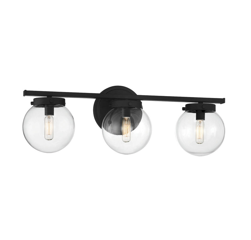 Meridian M80024MBK Three Light Bathroom Vanity Light, Matte Black