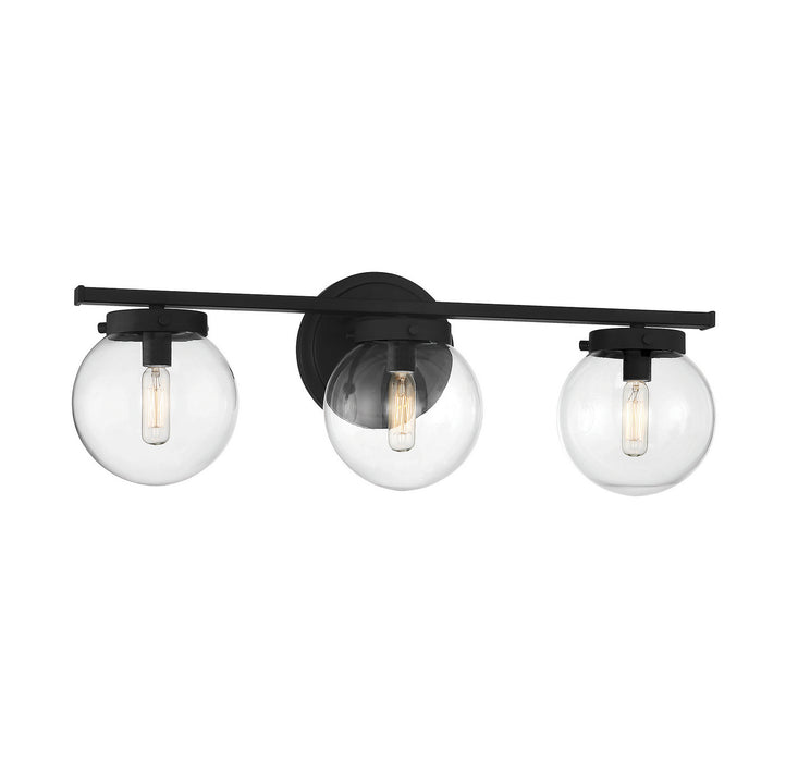 Meridian M80024MBK Three Light Bathroom Vanity Light, Matte Black