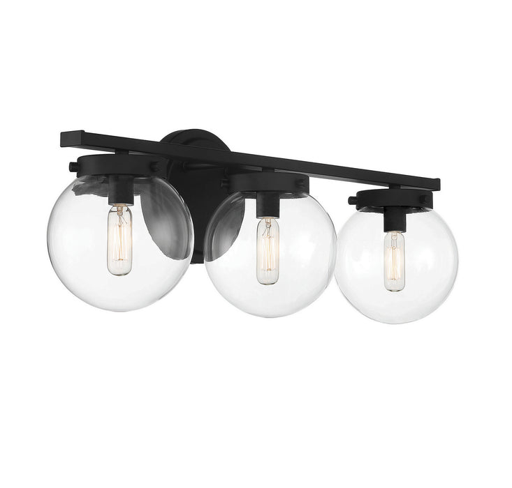 Meridian M80024MBK Three Light Bathroom Vanity Light, Matte Black