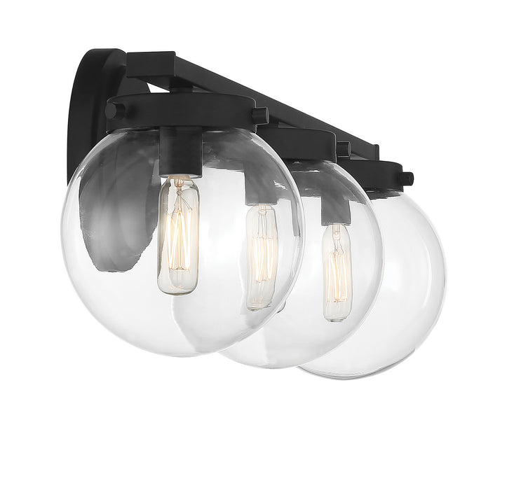 Meridian M80024MBK Three Light Bathroom Vanity Light, Matte Black