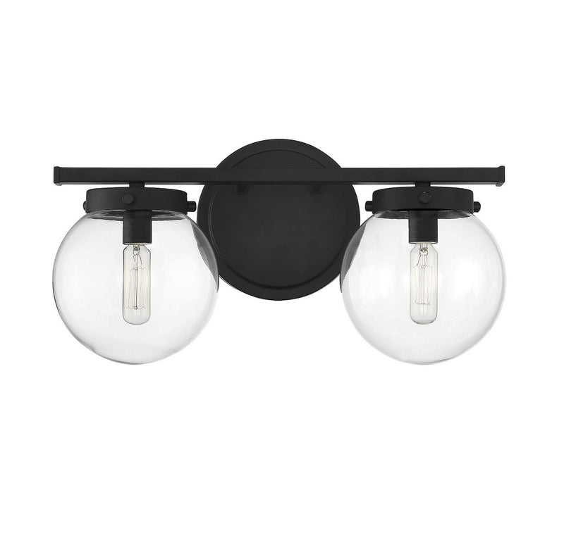 Meridian M80046MBK Two Light Bathroom Vanity Light, Matte Black