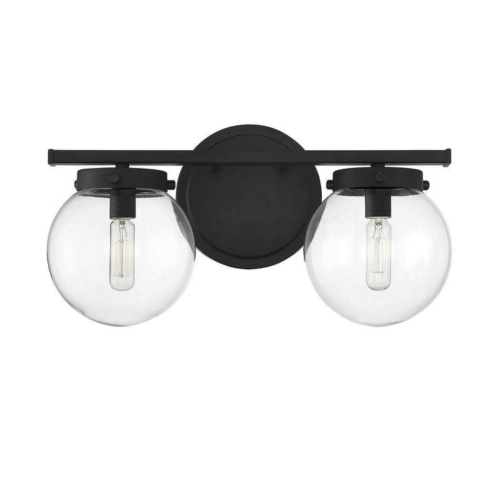 Meridian M80046MBK Two Light Bathroom Vanity Light, Matte Black