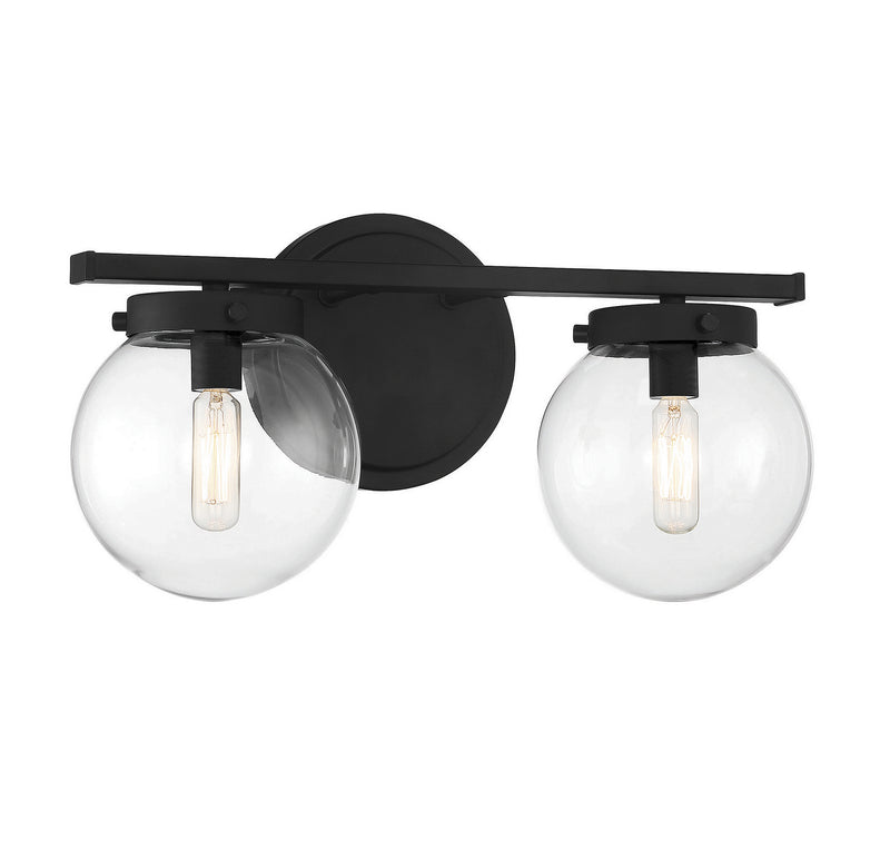 Meridian M80046MBK Two Light Bathroom Vanity Light, Matte Black