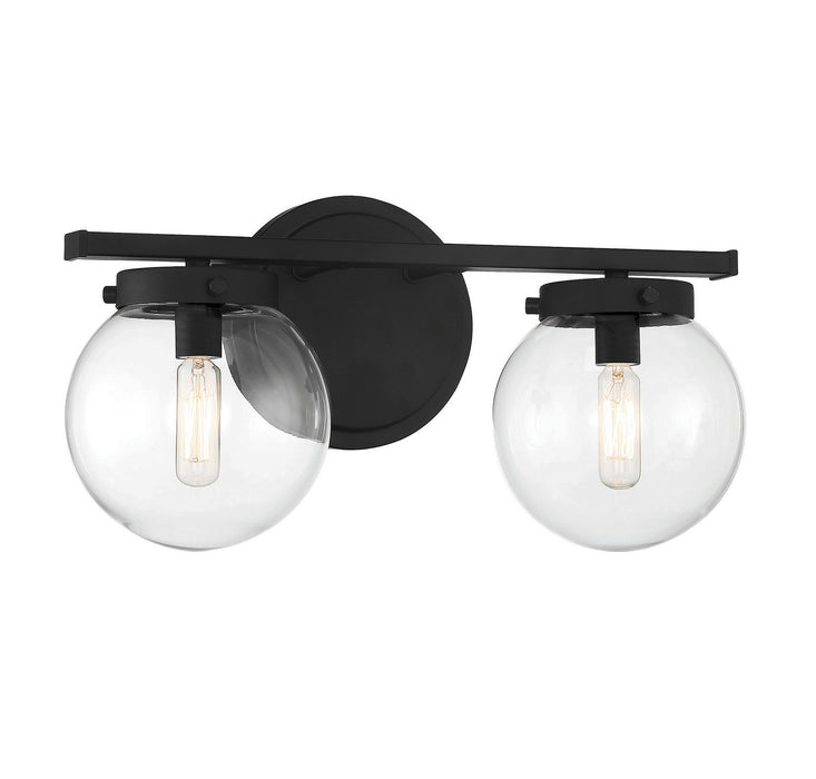 Meridian M80046MBK Two Light Bathroom Vanity Light, Matte Black