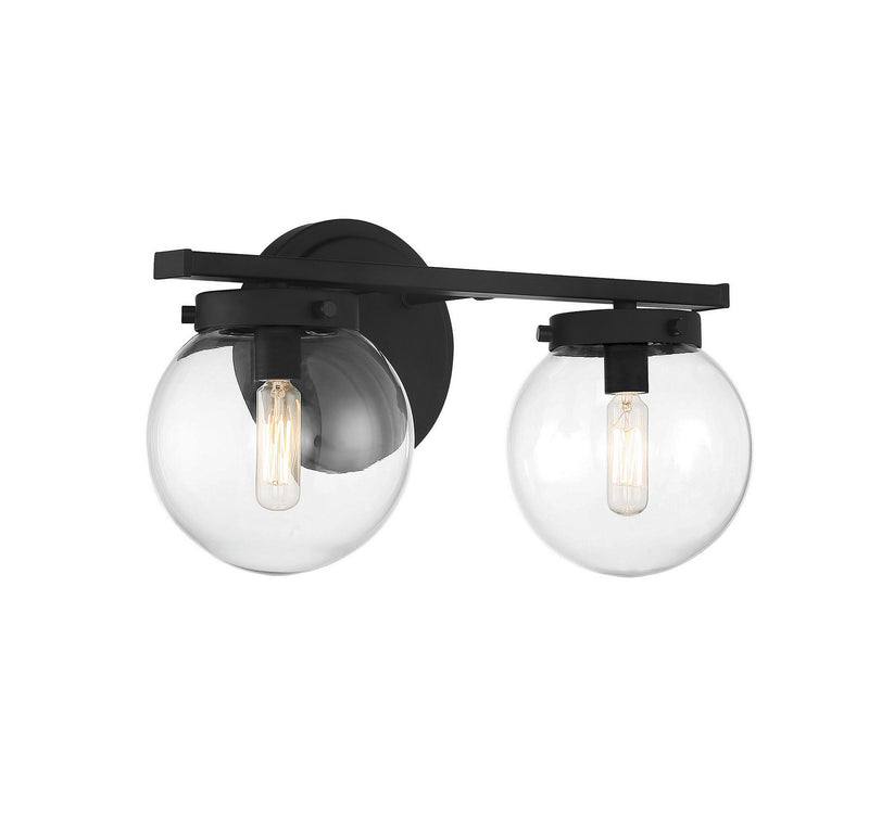 Meridian M80046MBK Two Light Bathroom Vanity Light, Matte Black