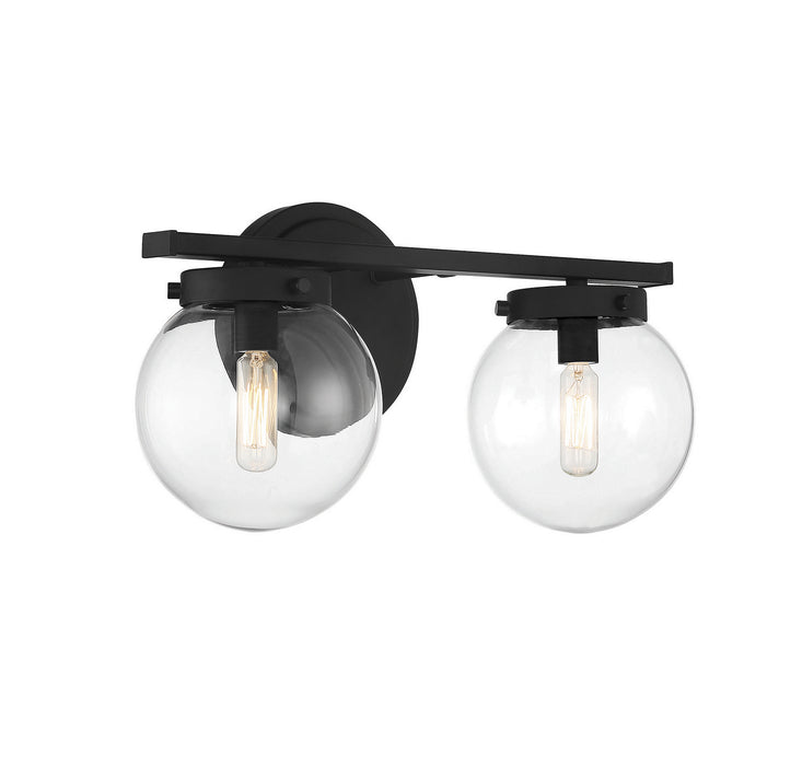 Meridian M80046MBK Two Light Bathroom Vanity Light, Matte Black
