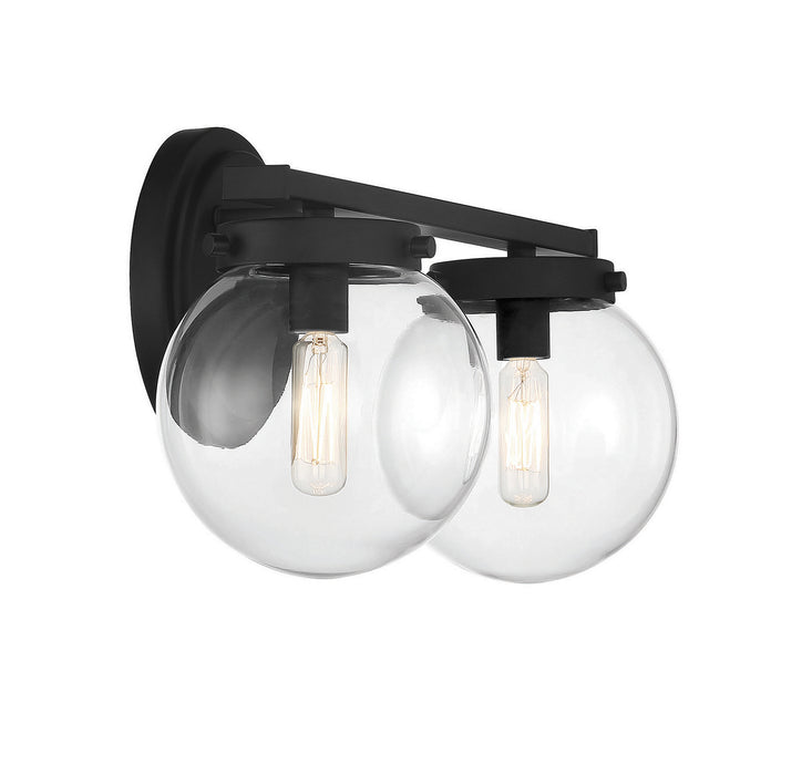 Meridian M80046MBK Two Light Bathroom Vanity Light, Matte Black