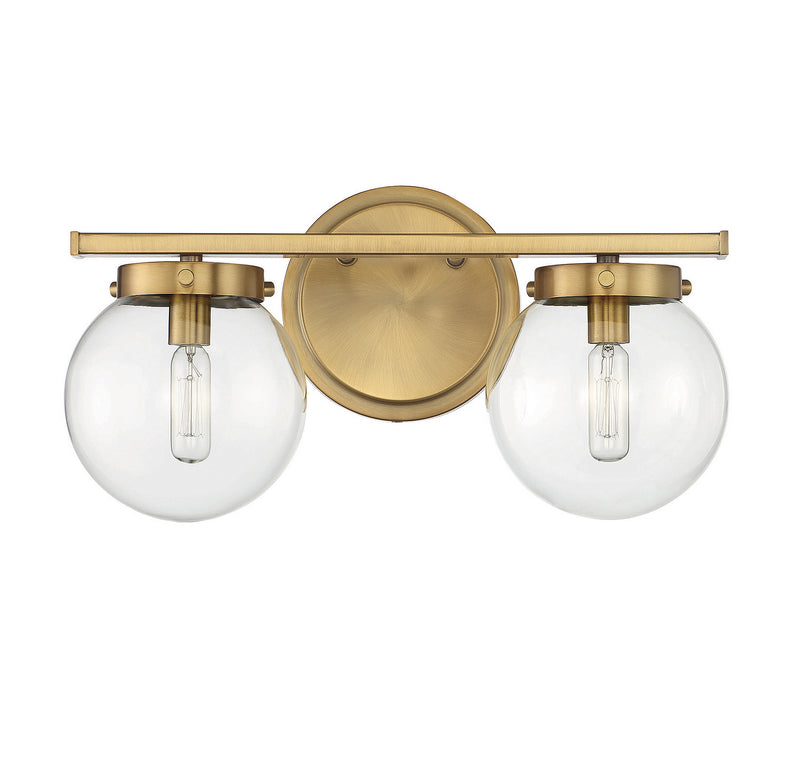 Meridian M80046NB Two Light Bathroom Vanity Light, Natural Brass