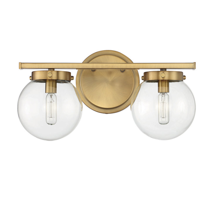 Meridian M80046NB Two Light Bathroom Vanity Light, Natural Brass
