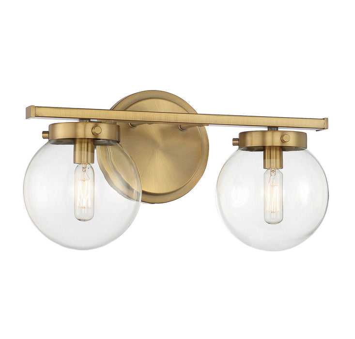 Meridian M80046NB Two Light Bathroom Vanity Light, Natural Brass