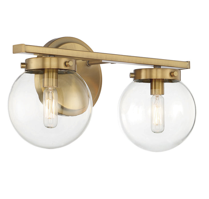 Meridian M80046NB Two Light Bathroom Vanity Light, Natural Brass