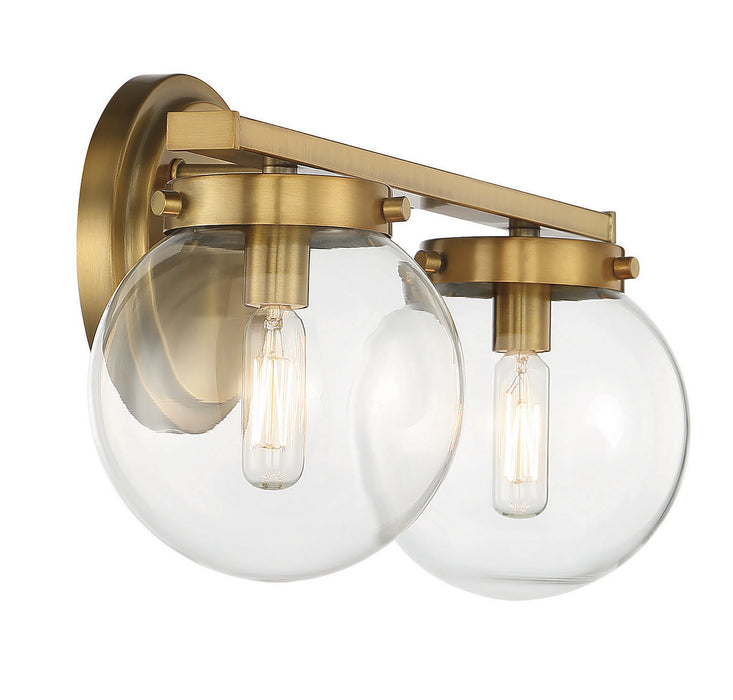 Meridian M80046NB Two Light Bathroom Vanity Light, Natural Brass
