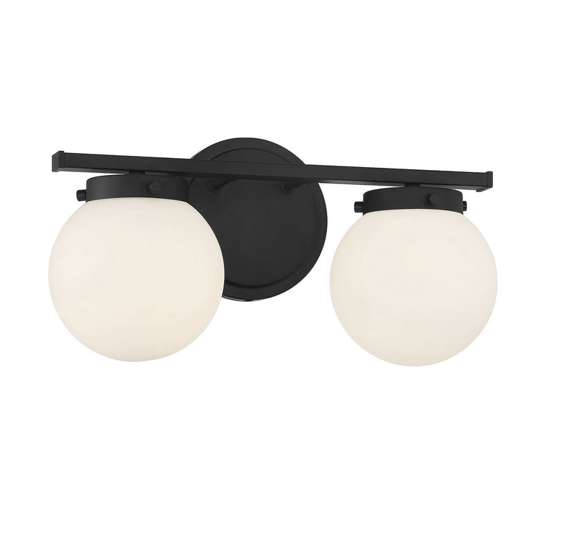 Meridian M80047MBK Two Light Bathroom Vanity Light, Matte Black