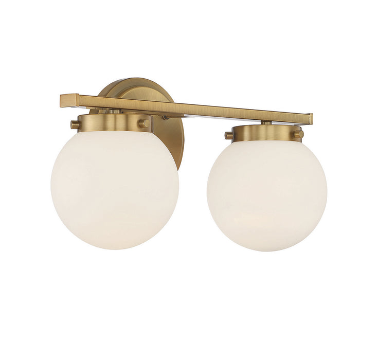 Meridian M80047NB Two Light Bathroom Vanity Light, Natural Brass