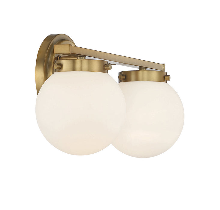 Meridian M80047NB Two Light Bathroom Vanity Light, Natural Brass