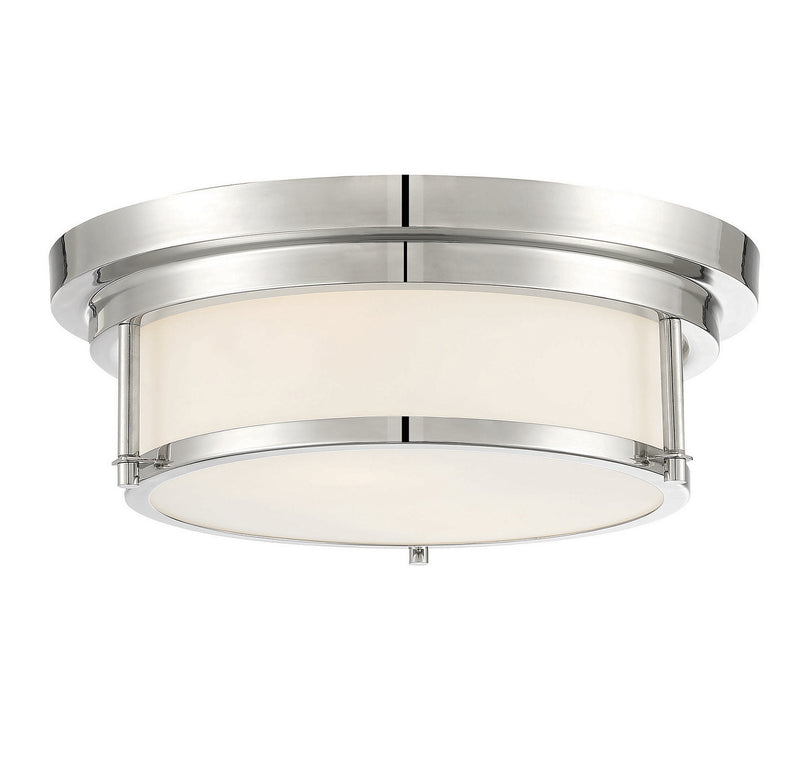 Meridian M60062PN Two Light Flush Mount, Polished Nickel