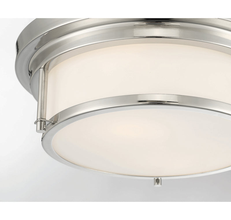 Meridian M60062PN Two Light Flush Mount, Polished Nickel
