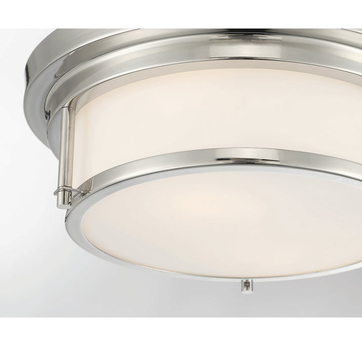 Meridian M60062PN Two Light Flush Mount, Polished Nickel