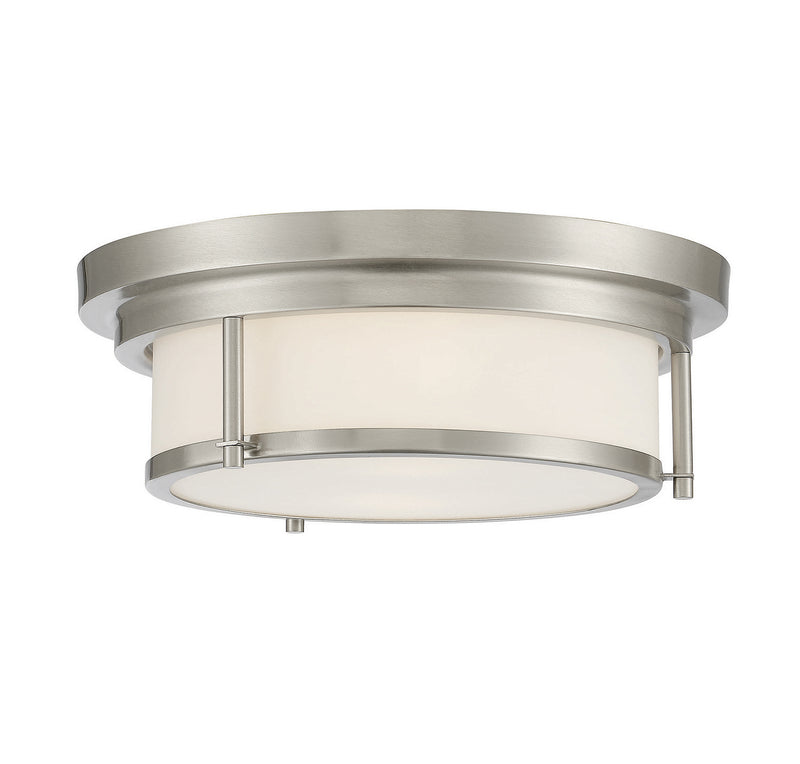 Meridian M60062BN Two Light Flush Mount, Brushed Nickel