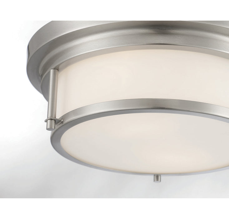 Meridian M60062BN Two Light Flush Mount, Brushed Nickel