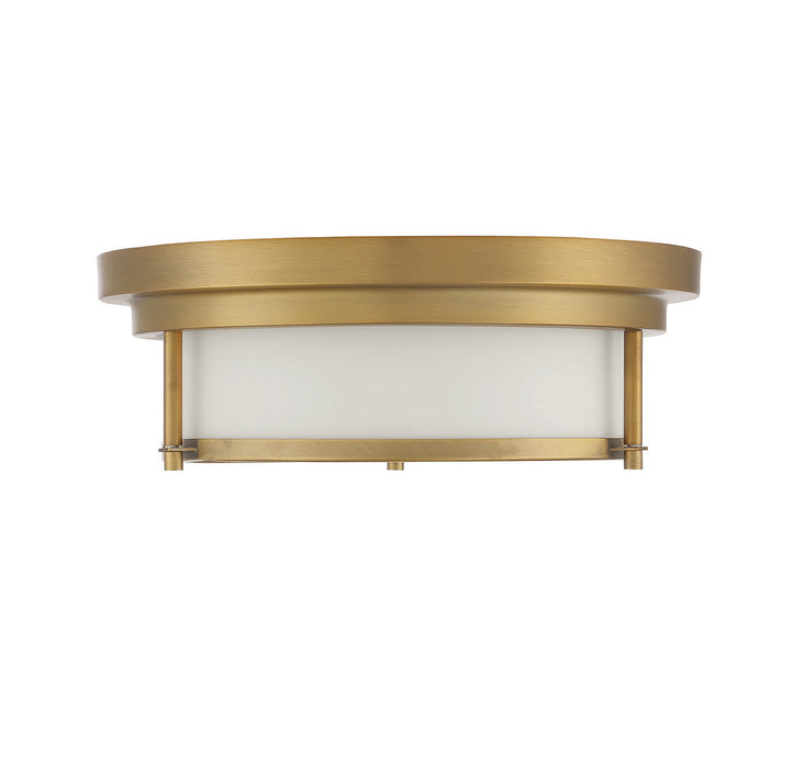Meridian M60062NB Two Light Flush Mount, Natural Brass