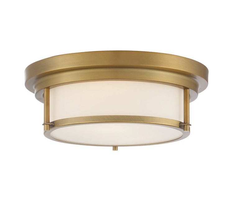 Meridian M60062NB Two Light Flush Mount, Natural Brass