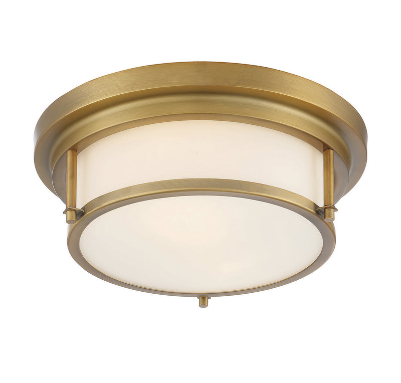 Meridian M60062NB Two Light Flush Mount, Natural Brass