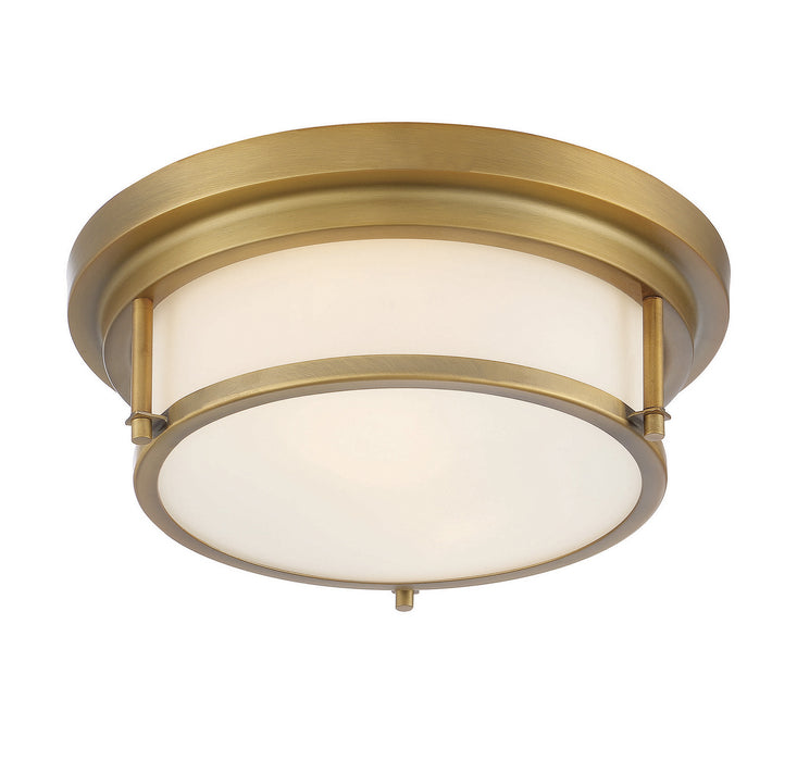 Meridian M60062NB Two Light Flush Mount, Natural Brass