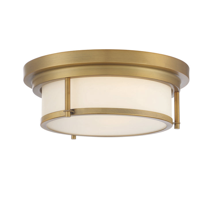 Meridian M60062NB Two Light Flush Mount, Natural Brass
