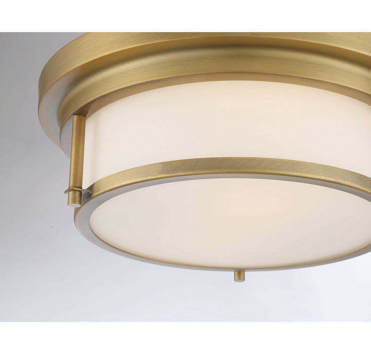 Meridian M60062NB Two Light Flush Mount, Natural Brass