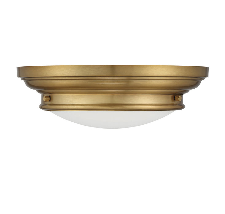 Meridian M60063NB Two Light Flush Mount, Natural Brass