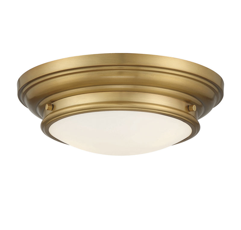 Meridian M60063NB Two Light Flush Mount, Natural Brass