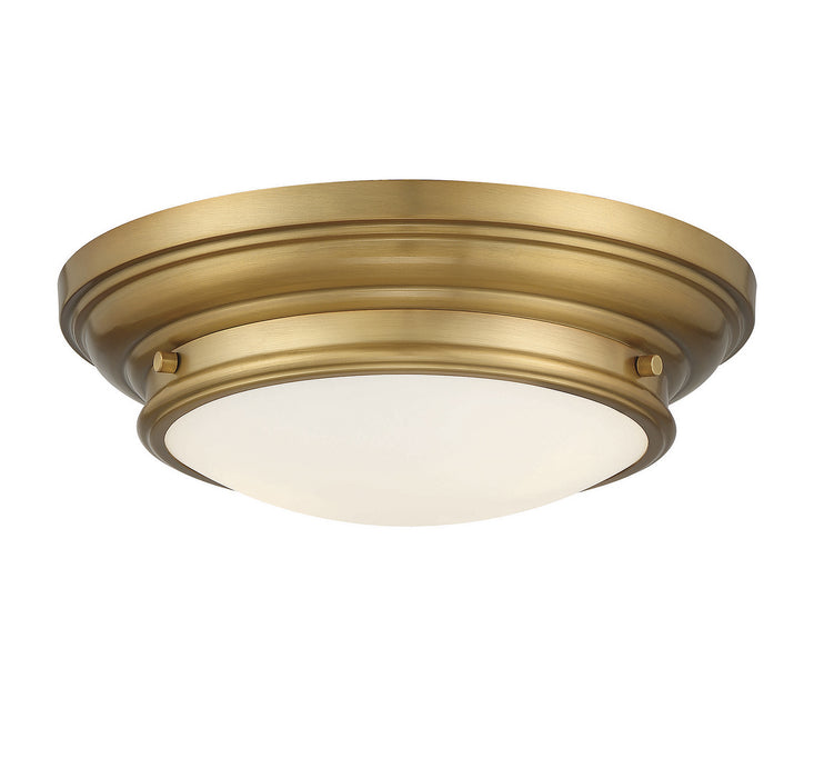 Meridian M60063NB Two Light Flush Mount, Natural Brass