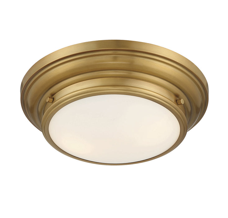 Meridian M60063NB Two Light Flush Mount, Natural Brass